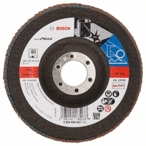 BOSCH ŚCIERNICA LISTKOWA 125mm X571 P 80 BEST FOR METAL WYPUKŁA BOSCH ŚCIERNICA LISTKOWA 125mm X571 P 80 BEST FOR METAL WYPUKŁA