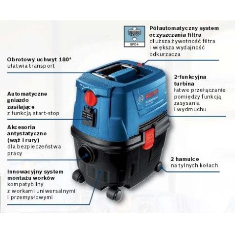 BOSCH ODKURZACZ GAS 15 PS AUTOMATYCZNE GNIAZO ZASILAJĄCE. BOSCH ODKURZACZ GAS 15 PS AUTOMATYCZNE GNIAZO ZASILAJĄCE.