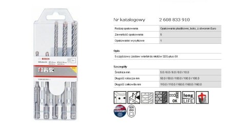 BOSCH WIERTŁO SDS PLUS-5X KPL. 5szt. 5/6/6/8/10x160mm BOSCH WIERTŁO SDS PLUS-5X KPL. 5szt. 5/6/6/8/10x160mm