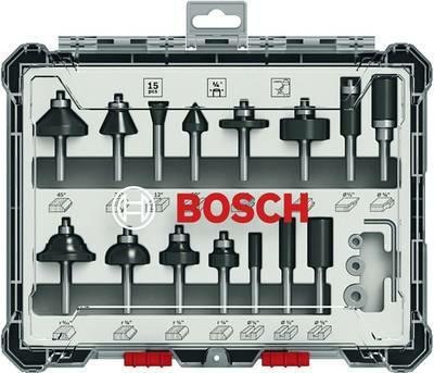 BOSCH ZESTAW FREZÓW 15szt. UCHWYT 1/4 BOSCH ZESTAW FREZÓW 15szt. UCHWYT 1/4