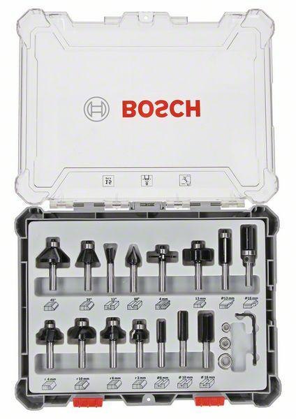 BOSCH ZESTAW FREZÓW 15szt. UCHWYT 8mm BOSCH ZESTAW FREZÓW 15szt. UCHWYT 8mm