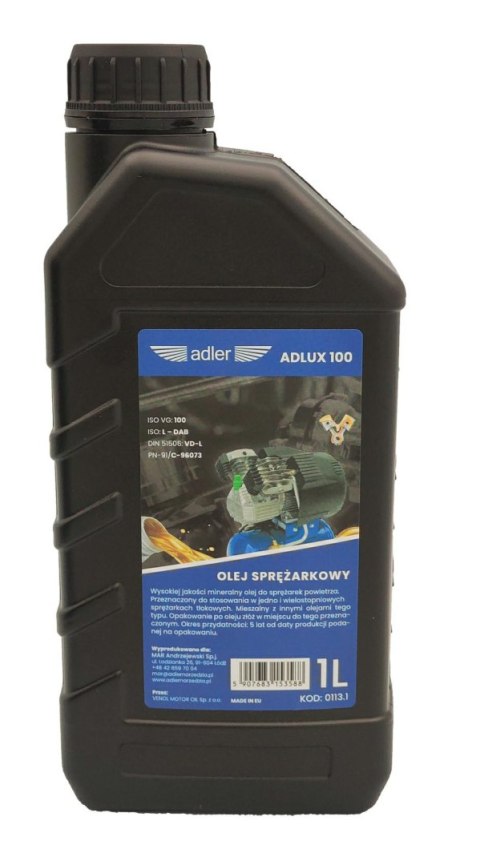 ADLER OLEJ DO KOMPRESORÓW ADLUX 100 1L ADLER OLEJ DO KOMPRESORÓW ADLUX 100 1L
