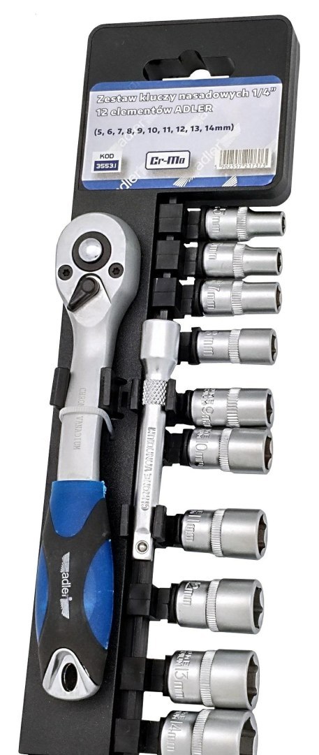 ADLER ZESTAW KLUCZY NASADOWYCH 1/4" 12 ELEMENTÓW ADLER ZESTAW KLUCZY NASADOWYCH 1/4" 12 ELEMENTÓW