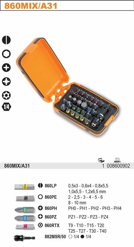 BETA ZESTAW KOŃCÓWEK WKRĘTAKOWYCH 860 Z UCHWYTEM SZYBKOMOCUJĄCYM 882MSR/50, 31 BETA ZESTAW KOŃCÓWEK WKRĘTAKOWYCH 860 Z UCHWYTEM SZYBKOMOCUJĄCYM 882MSR/50, 31
