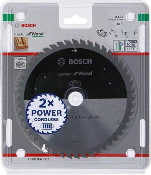 BOSCH PIŁA STANDARD WOOD ACCU 165x20x48z BOSCH PIŁA STANDARD WOOD ACCU 165x20x48z
