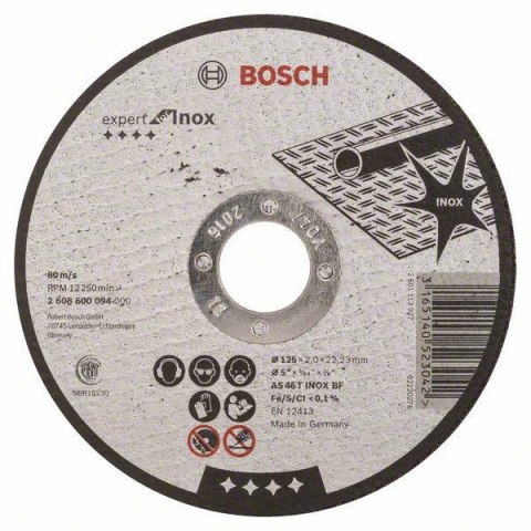 BOSCH TARCZA MET.125mm x 2,0mm x 22mm EXPERT FOR INOX BOSCH TARCZA MET.125mm x 2,0mm x 22mm EXPERT FOR INOX