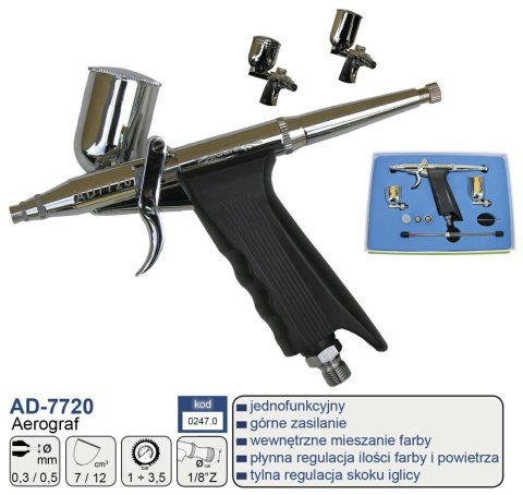 ADLER AEROGRAF PISTOLETOWY 0,5+0,3 AD-7720 ADLER AEROGRAF PISTOLETOWY 0,5+0,3 AD-7720