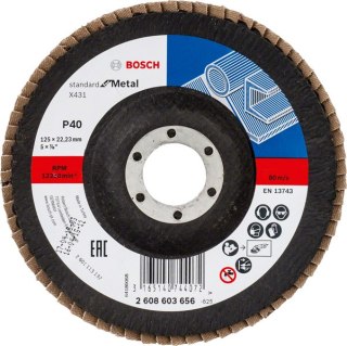 BOSCH ŚCIERNICA LISTKOWA 125mm X431 P 40 STANDARD FOR METAL WYPUKŁA