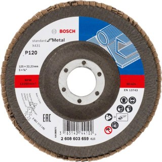 BOSCH ŚCIERNICA LISTKOWA 125mm X431 P120 STANDARD FOR METAL WYPUKŁA