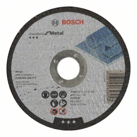 BOSCH TARCZA MET.125mm x 2,5mm x 22mm STANDARD FOR METAL BOSCH TARCZA MET.125mm x 2,5mm x 22mm STANDARD FOR METAL