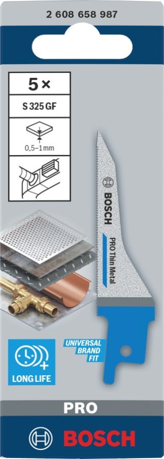 BOSCH BRZESZCZOT DO PIŁY SZABLASTEJ PRO THIN METAL S325GF 1,25 x 7 x 85mm /5szt.