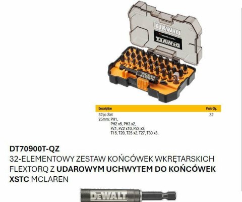 DEWALT ZESTAW KOŃCÓWEK FLEXTORQ 32cz. /MCALREN DEWALT ZESTAW KOŃCÓWEK FLEXTORQ 32cz. /MCALREN