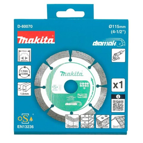 MAKITA TARCZA DIAMENTOWA 115x22,23mm SEGMENT (NA SUCHO) BETON, CEGŁA, MARMUR MAKITA TARCZA DIAMENTOWA 115x22,23mm SEGMENT (NA SUCHO) BETON, CEGŁA, MARMUR