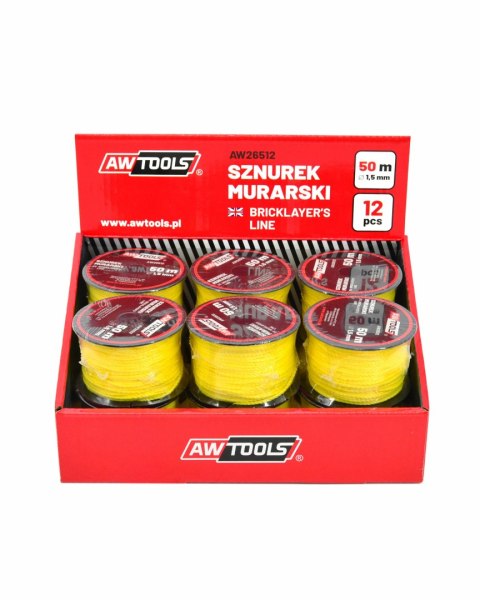 AWTOOLS SZNUREK MURARSKI 50m / 1,5mm 12szt. AWTOOLS SZNUREK MURARSKI 50m / 1,5mm 12szt.