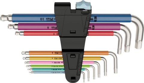 Zest.kluczy trzpien,kat. Multicolor,nierdzewnych 9-czesciowy Wera Zest.kluczy trzpien,kat. Multicolor,nierdzewnych 9-czesciowy Wera