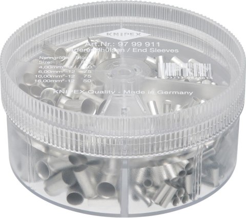 Zestaw tulejek kablowych nieizolowanych 4-16mm, 350-cz. 97 99 911, KNIPEX Zestaw tulejek kablowych nieizolowanych 4-16mm, 350-cz. 97 99 911, KNIPEX