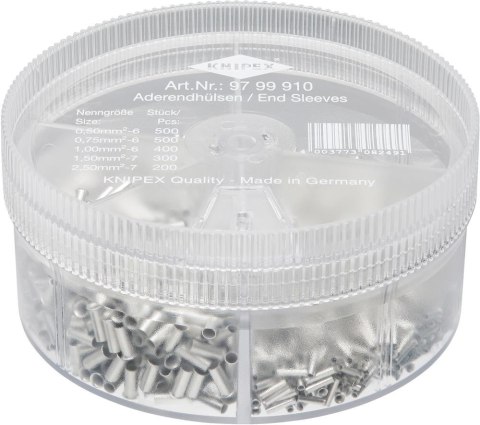 Zestaw tulejek kablowych nieizolowanych, 0,5-2,5mm, 1900 szt. 97 99 910, KNIPEX Zestaw tulejek kablowych nieizolowanych, 0,5-2,5mm, 1900 szt. 97 99 910, KNIPEX
