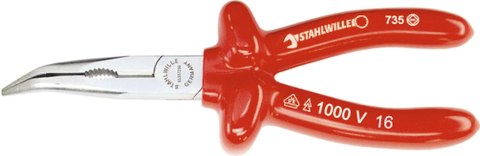 Szczypce półokrągłe odgięte 45st.VDE1000V 160mm z ostrzem tnącym (radio/tel.); chrom./izolow. STAHLWILLE Szczypce półokrągłe odgięte 45st.VDE1000V 160mm z ostrzem tnącym (radio/tel.); chrom./izolow. STAHLWILLE