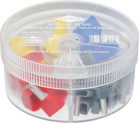 Zestaw tulejek kablowych izolowanych TWIN 4-16mm, 200-cz. 97 99 909, KNIPEX Zestaw tulejek kablowych izolowanych TWIN 4-16mm, 200-cz. 97 99 909, KNIPEX