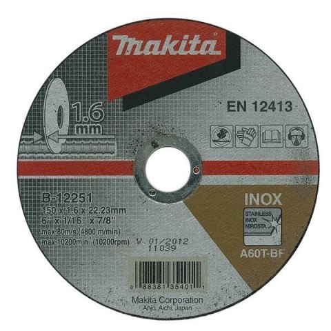 MAKITA TARCZA DO METALU INOX A60T 180x1,6x22,2mm MAKITA TARCZA DO METALU INOX A60T 180x1,6x22,2mm