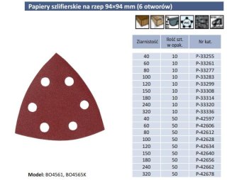 PAPIER SZLIFIERSKI BO4561 K100 94x94x94mm, 6-OTWORÓW.
