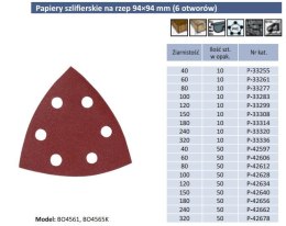 PAPIER SZLIFIERSKI BO4561 K150 94x94x94mm, 6-OTWORÓW.