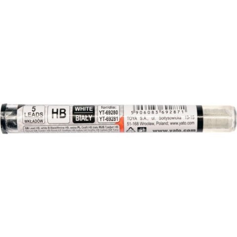 YATO GRAFIT HB BIAŁY 5 SZTUK 69287 YATO GRAFIT HB BIAŁY 5 SZTUK 69287