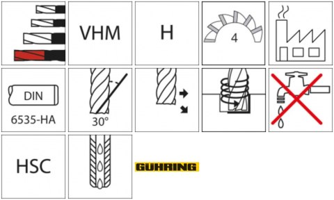 Frez do kopiowania HSC WNpelnow.Signum HA 4-ostrz.b.dlugi 5/0,8mm Gühring Frez do kopiowania HSC WNpelnow.Signum HA 4-ostrz.b.dlugi 5/0,8mm Gühring