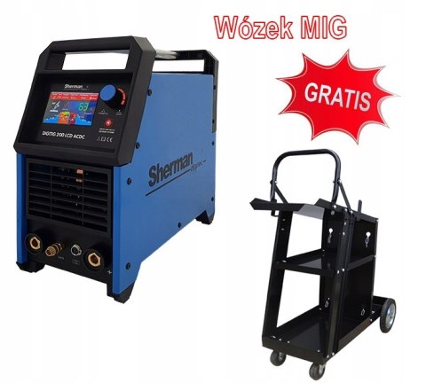 Spawarka TIG AC DC 200 A Sherman DIGITIG LCD PULS MMA 2W1 ALUMINIUM INOX