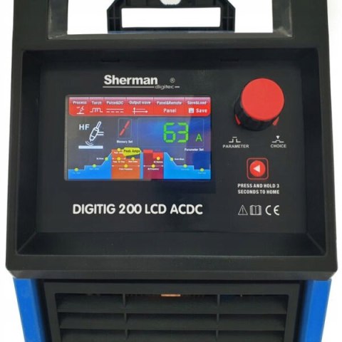 Spawarka TIG AC DC 200 A Sherman DIGITIG LCD PULS MMA 2W1 ALUMINIUM INOX Spawarka TIG AC DC 200 A Sherman DIGITIG LCD PULS MMA 2W1 ALUMINIUM INOX