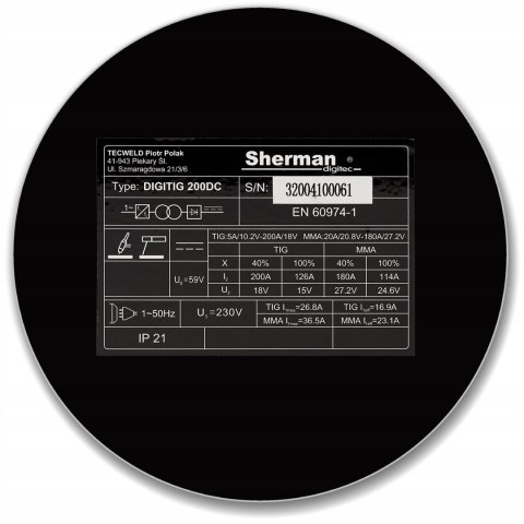 Spawarka TIG SHERMAN DIGITIG 200DC Spawarka TIG SHERMAN DIGITIG 200DC
