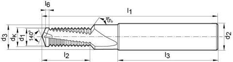 Wiertlo-frez pelnowegl. DTMCSP TiCN,chwyt HA, 1,5xD M8 GÜHRING