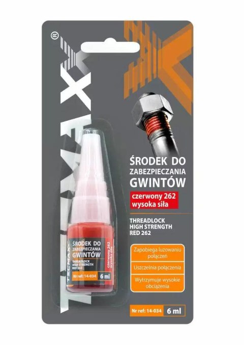 TECMAXX ŚRODEK DO ZABEZPIECZANIA GWINTÓW CZERWONY - TRWAŁY 6ml