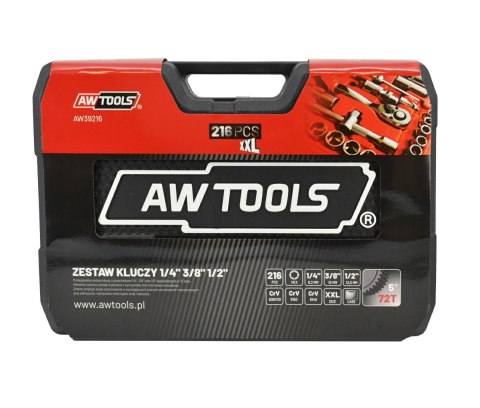 AWTOOLS ZESTAW KLUCZY 216el 1/2"/3/8"/1/4" BLACK LINE