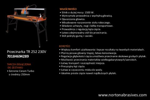 NORTON PRZECINARKA STOŁOWA DO CERAMIKI CLIPPER TR252