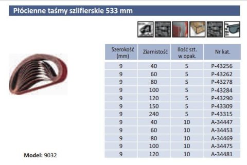 PASY BEZKOŃCOWE 9 x 533 gr. 40 5szt. do 9032