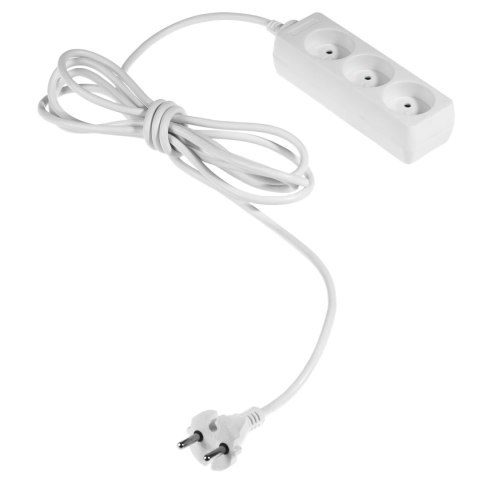 AWTOOLS PRZEDŁUŻACZ DOMOWY BIAŁY BEZ UZIEMIENIA 3 - GNIAZDA 1,5m