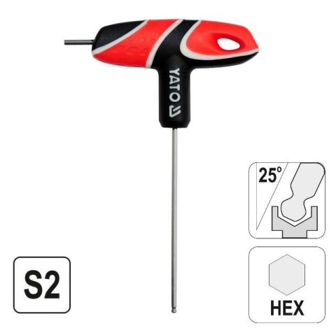 YATO KLUCZ TRZPIENIOWY IMBUS / HEX, Z RĘKOJEŚCIĄ 2,5mm KULA