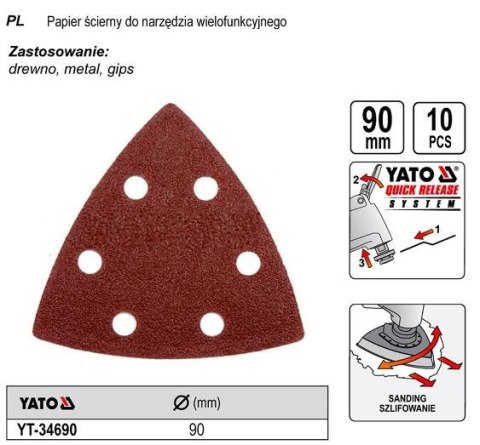 YATO PAPIERY ŚCIERNE DO NARZĘDZIA WIELOFUNKCYJNEGO 10 szt. 34690 YATO PAPIERY ŚCIERNE DO NARZĘDZIA WIELOFUNKCYJNEGO 10 szt. 34690