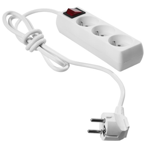 AWTOOLS PRZEDŁUŻACZ DOMOWY BIAŁY 3 GNIAZDA 3,0m Z UZIEMIENIEM, WYŁĄCZNIK