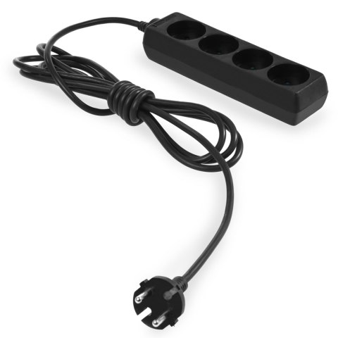 AWTOOLS PRZEDŁUŻACZ DOMOWY CZARNY BEZ UZIEMIENIA 4 - GNIAZDA 1,5m