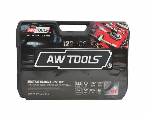 AWTOOLS ZESTAW KLUCZY 122el 1/2" / 1/4" BLACK LINE