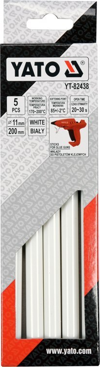 YATO WKŁAD KLEJOWY TERMOTOPLIWY 11,2x200mm BIAŁY 5szt.