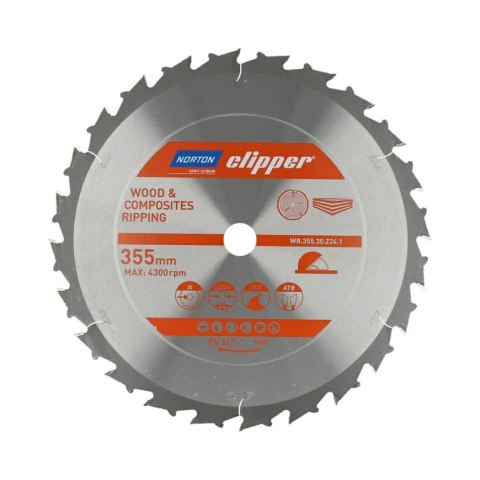 NORTON PIŁA TARCZOWA 355mm x 30mm x 24z DREWNO I KOMPOZYTY ATB (3,2 / 2,4)