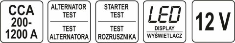 YATO TESTER AKUMULATORÓW ELEKTRONICZNY