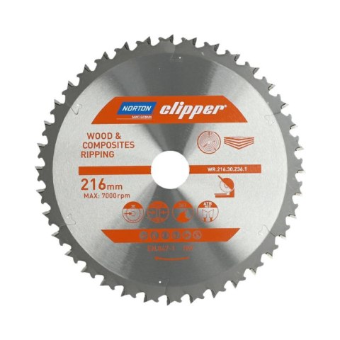 NORTON PIŁA TARCZOWA 216mm x 30mm x 36z DREWNO I KOMPOZYTY ATB Neg (2,3 / 1,8)