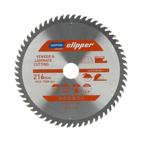 NORTON PIŁA TARCZOWA 216mm x 30mm x 60z LAMINATY I FORNIR (2,6/1,8)