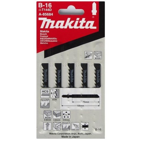 MAKITA BRZESZCZOT DO WYRZYNARKI 75mm 6/1" 5szt. T144D DO DREWNA MAKITA BRZESZCZOT DO WYRZYNARKI 75mm 6/1" 5szt. T144D DO DREWNA