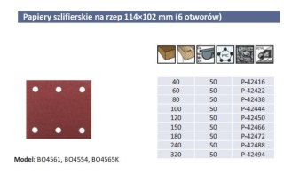 PAPIER ŚCIERNY 50szt. 114 x 102mm K100 (6-OTWORÓW)