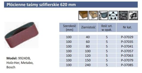 PASY BEZKOŃCOWE 100 x 620mm gr. 80 5szt. PASY BEZKOŃCOWE 100 x 620mm gr. 80 5szt.